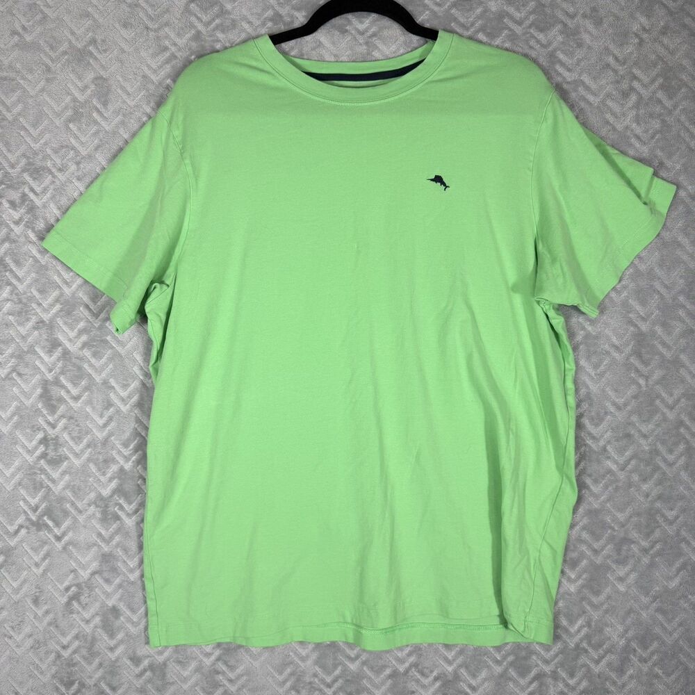 Tommy‎ Bahama Shirt Mens L Green Short Sleeve Graphic Tshirt Stretch Beach Pool
